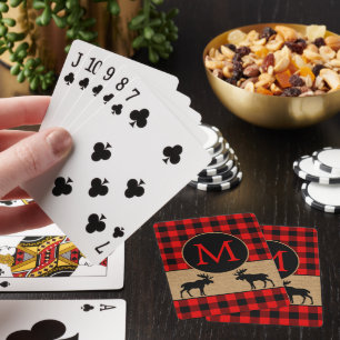 Personalised Black Red Buffalo Lumberjack Patter Playing Cards