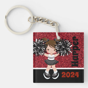 Personalised Black & Red Cheerleading Keychain