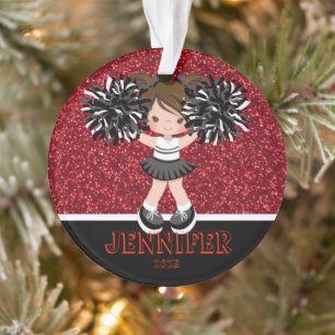Personalised Black & Red Cheerleading Ornament