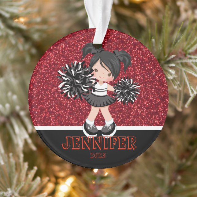 Personalised Black & Red Cheerleading Ornament  (Tree)