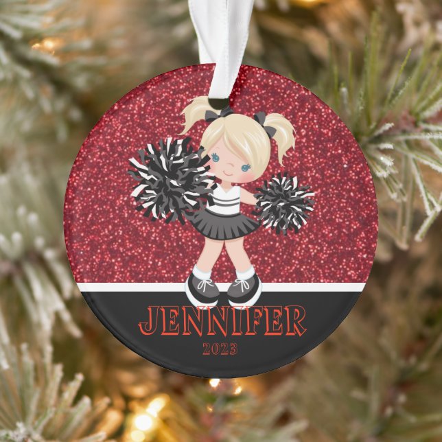 Personalised Black & Red Cheerleading Ornament  (Tree)