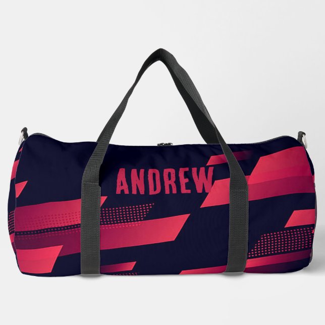 Personalised Black & Red Duffle Bag (Front)