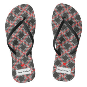 Personalised Black & Red Flip Flops
