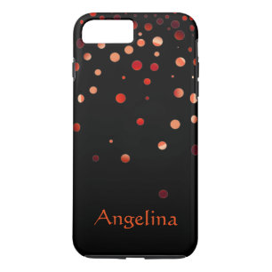 Personalised Black Red Glitter Faux Confetti iPhone 8 Plus/7 Plus Case