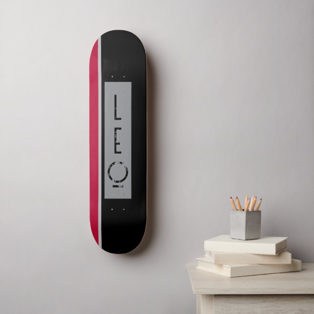 Personalised Black Red Grey Skateboard (Wall Art)