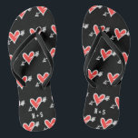 Personalised Black & Red Love Heart Flip Flops<br><div class="desc">Love heart wedding flip flops.</div>