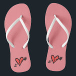 Personalised Black & Red Love Heart Flip Flops<br><div class="desc">Love heart wedding flip flops which can be personalised with the couple's initials.</div>