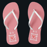 Personalised Black & Red Love Heart Flip Flops<br><div class="desc">Love heart wedding flip flops which can be personalised with the couple's initials.</div>