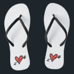 Personalised Black & Red Love Heart Flip Flops<br><div class="desc">Love heart wedding flip flops which can be personalised with the couple's initials.</div>