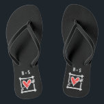 Personalised Black & Red Love Heart Flip Flops<br><div class="desc">Love heart wedding flip flops which can be personalised with the couple's initials.</div>