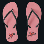 Personalised Black & Red Love Heart Flip Flops<br><div class="desc">Love heart wedding flip flops which can be personalised with the couple's initials.</div>