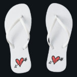 Personalised Black & Red Love Heart Flip Flops<br><div class="desc">Love heart wedding flip flops which can be personalised with the couple's initials.</div>