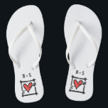 Personalised Black & Red Love Heart Flip Flops<br><div class="desc">Love heart wedding flip flops which can be personalised with the couple's initials.</div>