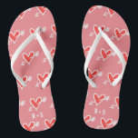 Personalised Black & Red Love Heart Flip Flops<br><div class="desc">Love heart wedding flip flops.</div>