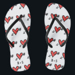 Personalised Black & Red Love Heart Flip Flops<br><div class="desc">Love heart wedding flip flops.</div>
