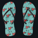Personalised Black & Red Love Heart Flip Flops<br><div class="desc">Love heart wedding flip flops.</div>