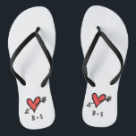 Personalised Black & Red Love Heart Flip Flops<br><div class="desc">Love heart wedding flip flops which can be personalised with the couple's initials.</div>