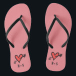 Personalised Black & Red Love Heart Flip Flops<br><div class="desc">Love heart wedding flip flops which can be personalised with the couple's initials.</div>