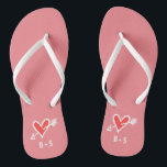 Personalised Black & Red Love Heart Flip Flops<br><div class="desc">Love heart wedding flip flops which can be personalised with the couple's initials.</div>