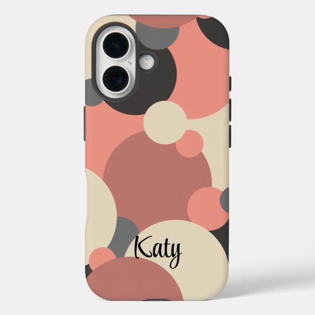 Personalised black-red molecules iPhone case (Back)