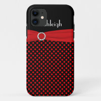 Personalised Black, Red Polka Dot iPhone 5 Case