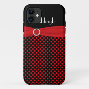 Personalised Black, Red Polka Dot iPhone 5 Case