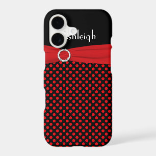 Personalised Black, Red Polka Dot iPhone 7 Case