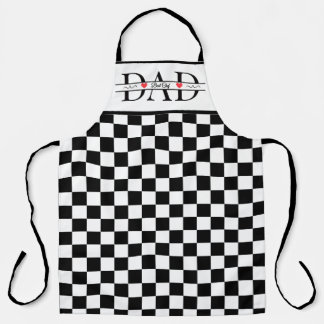Personalised Black Retro Chequered Dad Best Chef Apron