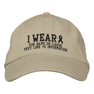 Personalised Black Ribbon Awareness Embroidery Embroidered Hat