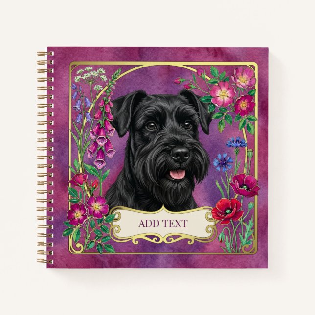 Personalised Black Schnauzer Pink Notebook (Front)