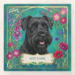 Personalised Black Schnauzer Teal Coaster