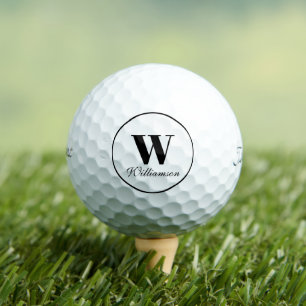 Personalised black script custom initial name golf balls