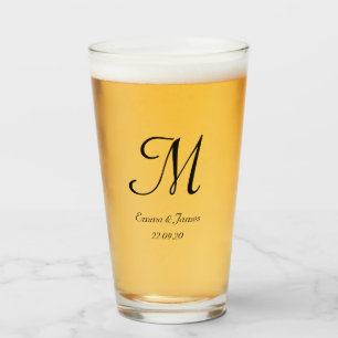 Personalised Black Script Monogram Name Bar Glass