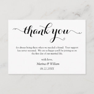 Personalised Black Script Wedding thank you Enclosure Card