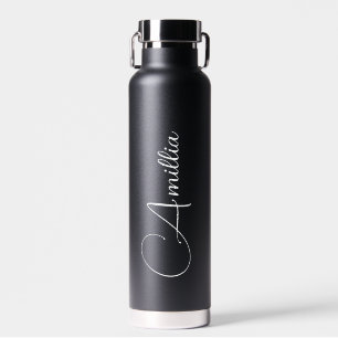 Personalised Black Script Wedding Water Water Bottle