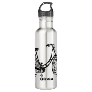 Personalised Black Silhouette of Vintage Bicycle 710 Ml Water Bottle