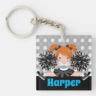 Personalised Black & Silver Cheerleading Keychain