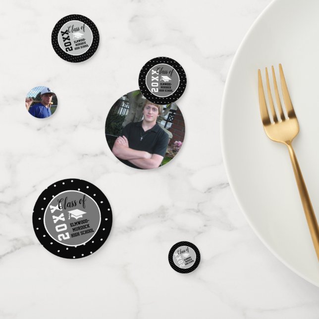 Personalised Black Silver Graduation  Confetti (Group)