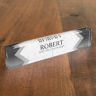 Personalised Black Silver Marble Geometric Nameplate
