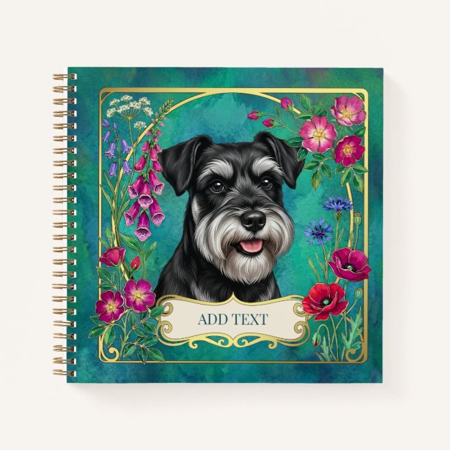 Personalised Black & Silver Schnauzer Notebook (Front)