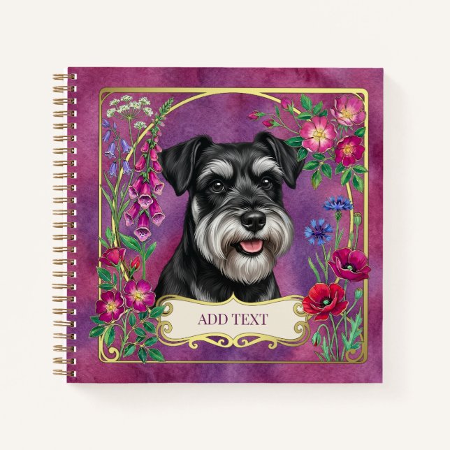 Personalised Black & Silver Schnauzer Notebook (Front)