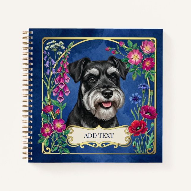 Personalised Black & Silver Schnauzer Notebook (Front)