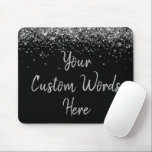 Personalised Black Silver Secretary Birthday Gift Mouse Mat<br><div class="desc">personalised birthday gift gaming gamer, custom anniversary present for her, elegant glitter new job coworker, grad graduation sparkle chic sparkly, twinkle sweet 16 quinceanera 15th, black and silver mousepad mouse pad, boss secretary assistant nurse teacher, Christmas wife mum girlfriend mum, work desk accessories supplies rectangle, computer home office decor name...</div>