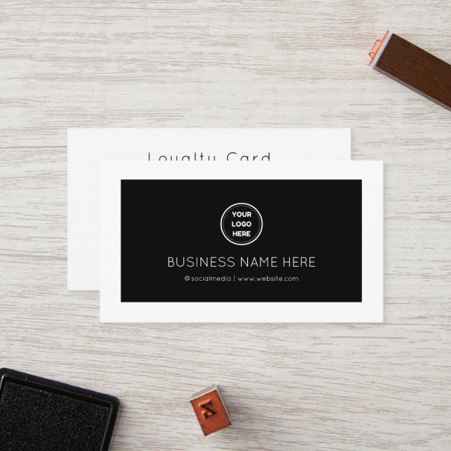 Personalised Black Simple, Modern, Minimalist  Loyalty Card (Front/Back In Situ)