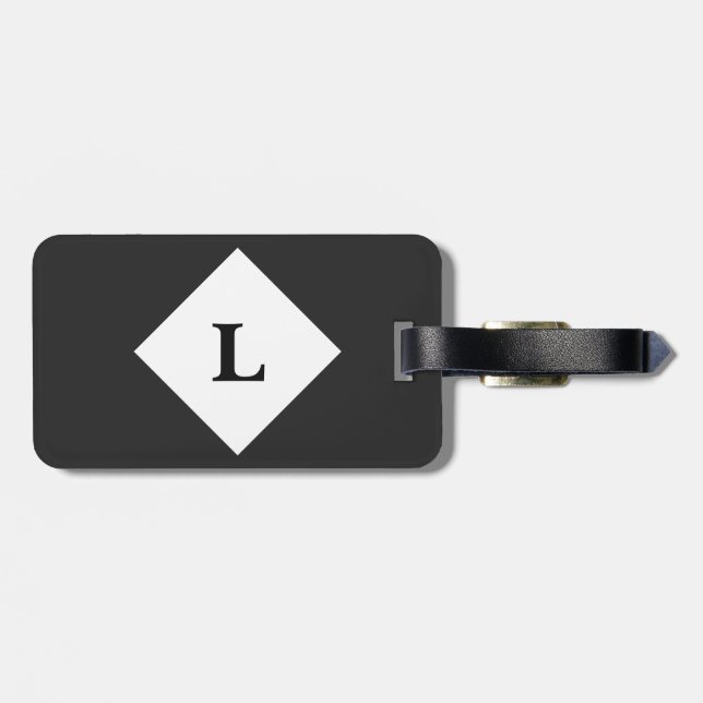 Personalised Black Solid Colour Luggage Tag (Back Horizontal)