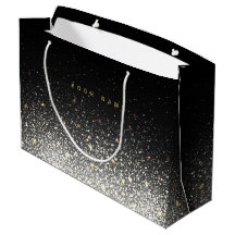 Personalised Black Sparkle Large Gift Bag