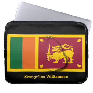 Personalised BLACk Sri Lanka Flag Laptop Sleeve