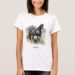 Personalised Black Stallion Equestrian Style T-Shirt