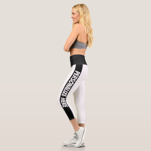 Personalised Black Striped Capri Leggings