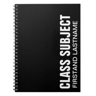 Personalised Black Subject Notebook